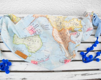 Boho scarf with world map design for women