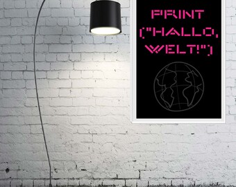 Nerd & Globetrotter Poster "Hello World" in Pink