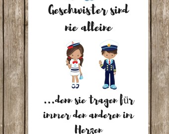 Art Print digital - Poster for siblings *Maritime Children*