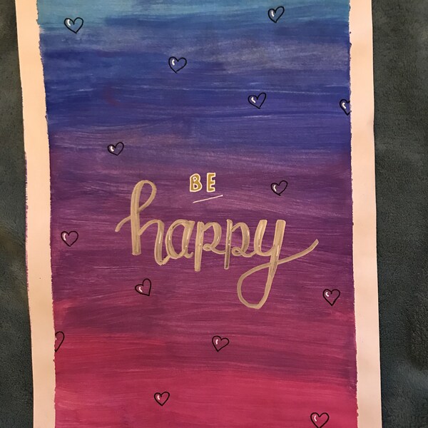 BE HAPPY! Handmade - Watercolor & Lettering *Art Print-Kunstdruck*