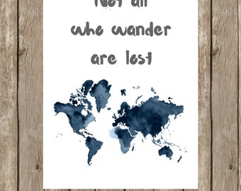 Digital poster for globetrotters - Watercolor Worldmap -Art Print Traveller
