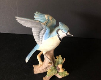 Lefton Pair of Blue Jay Figurines 5\u201d Tall