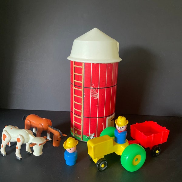 Sold separately: 1967 Vintage Fisher Price Barnyard Silo and farm items