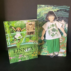 Linnea jointed paper doll, 1985, from book Linnea in Monet’s Garden, 11 inches, with book: Linnea in Monet’s Garden