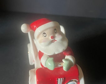 MidCentury Santa candlestick, riding in a carriage, Holt Howard, made in Japan, 1959