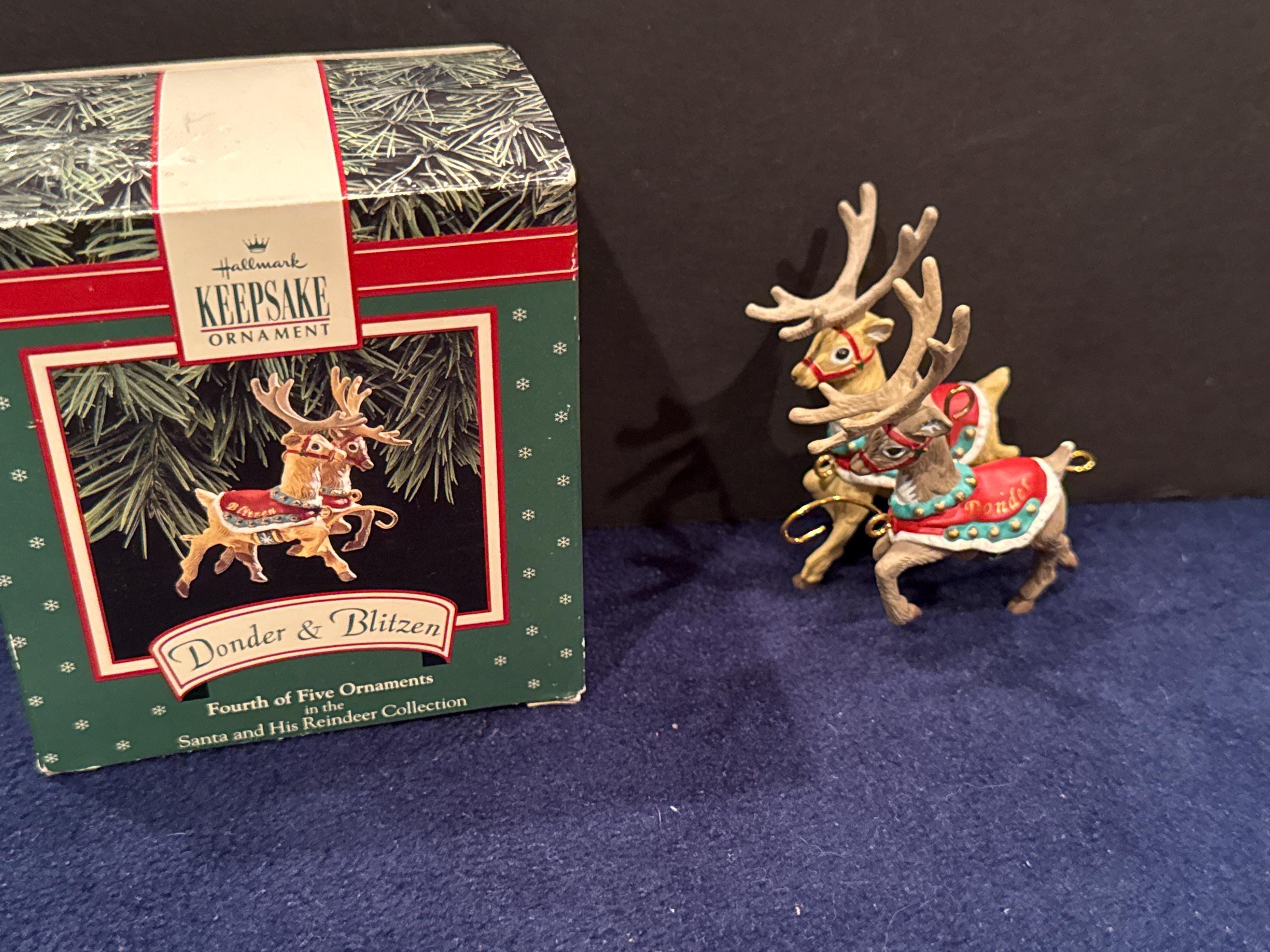 1992 Hallmark Santa Reindeer Ornaments - Etsy