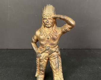 Vintage classic Native American cast iron bank, Hubley?