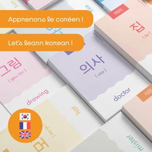Cartes Mémo Vocabulaire Coréen - 172 Flashcards à Imprimer | Apprendre le Coréen Débutant | Téléchargement Numérique | Code Couleur