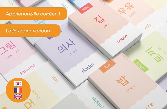 Cartes Mémo Vocabulaire Coréen - 172 Flashcards à Imprimer | Apprendre le Coréen Débutant | Téléchargement Numérique | Code Couleur