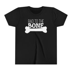 Youth Kids Halloween &quot;Bad to the Bone&quot; Short Sleeve Tee Shirt