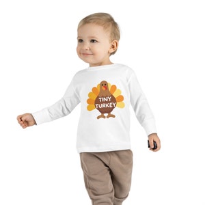 Toddler Thanksgiving "Tiny Turkey" Long Sleeve Onesie Jumpsuit