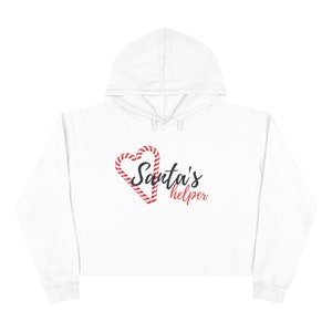 Crop Top Noël Vacances Candy Cane &quot;Santa&#39;s Helper&quot; Sweat à capuche