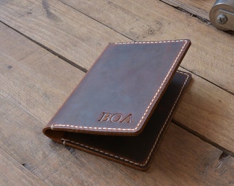 Leather passport holder, personalized wallet, wallets for men, credit card holder, travel gift, handmade, gift for her, distressed leather