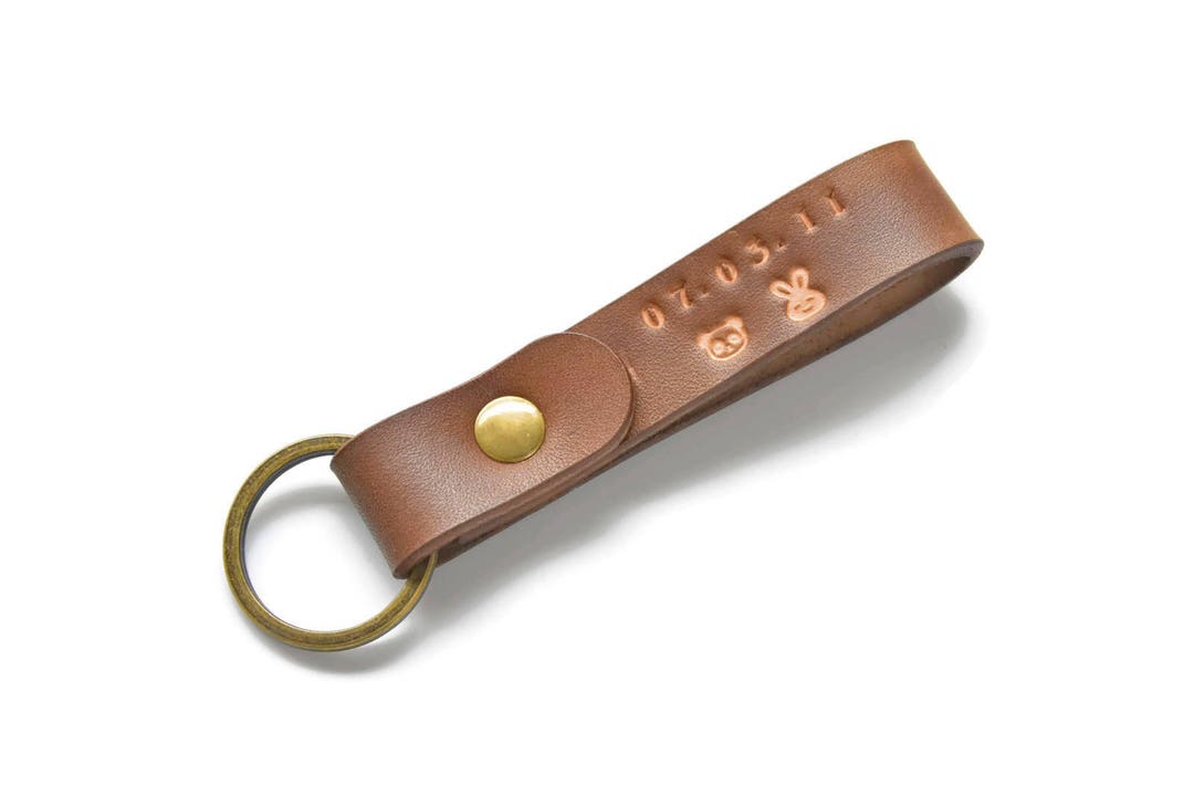 Hand Stamped Leather Keychain Womens Keychain Key Chains for - Etsy