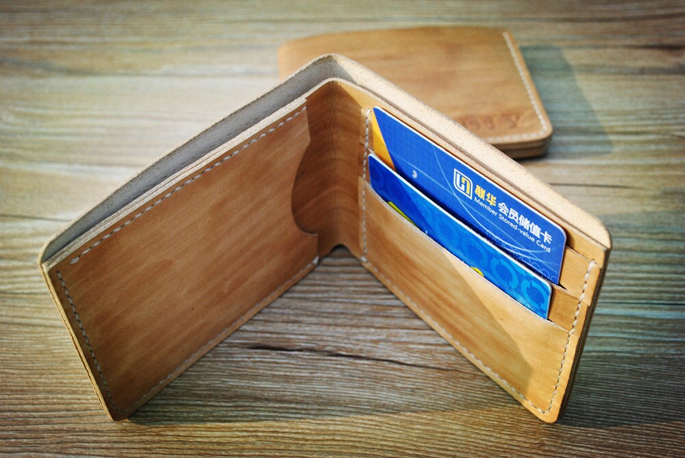 mens bifold wallet vegetable tanned leather personalized Etsy