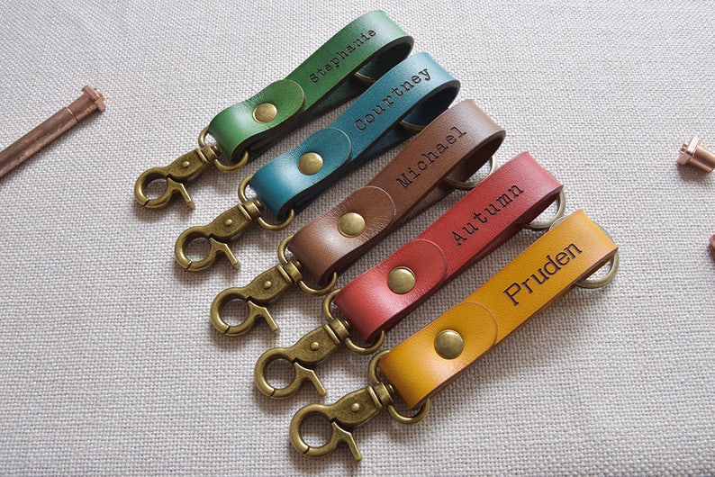 Personalized keychain, mens, womens, key chain, custom coordinate keychain, monogrammed, anniversary gifts for women, leather key fob image 2