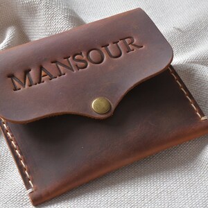 Carteira de couro desgastado para cartão de crédito, porta-cartão, presentes personalizados, feitos à mão por LeatherTaste LT556