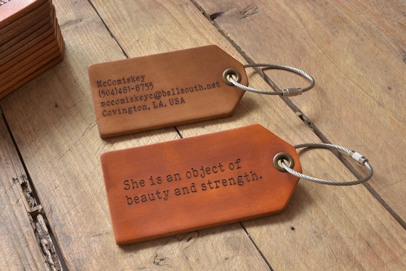 Personalized Leather Luggage Tag: Custom Engraved Travel Bag Tag