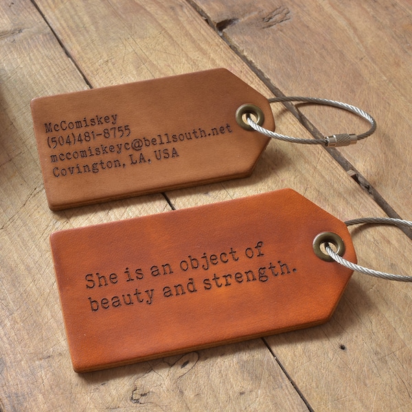 Personalized Leather Luggage Tag: Custom Engraved Travel Bag Tag