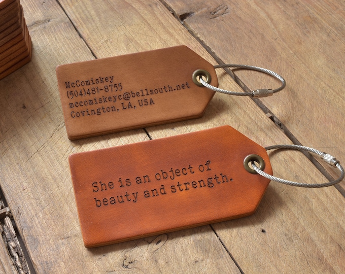 Personalized Leather Luggage Tag: Custom Engraved Travel Bag Tag