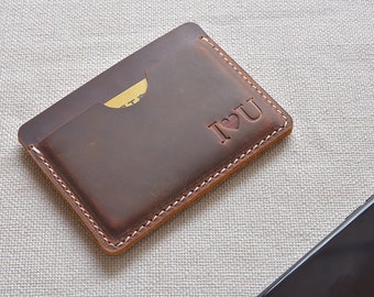 Credit card wallet, mens business card holder, womens gift ideas, graduation gift, gift for best friend, groomsmen gift, distressed leather
