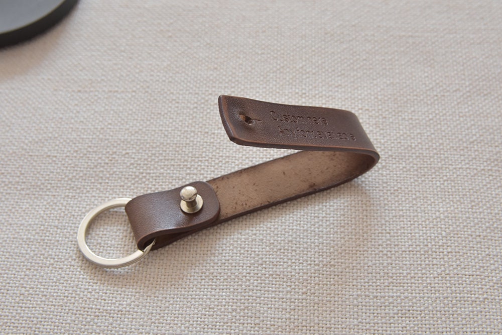 Leather Keychain, Personalized Key Chain, Engraved Key Ring