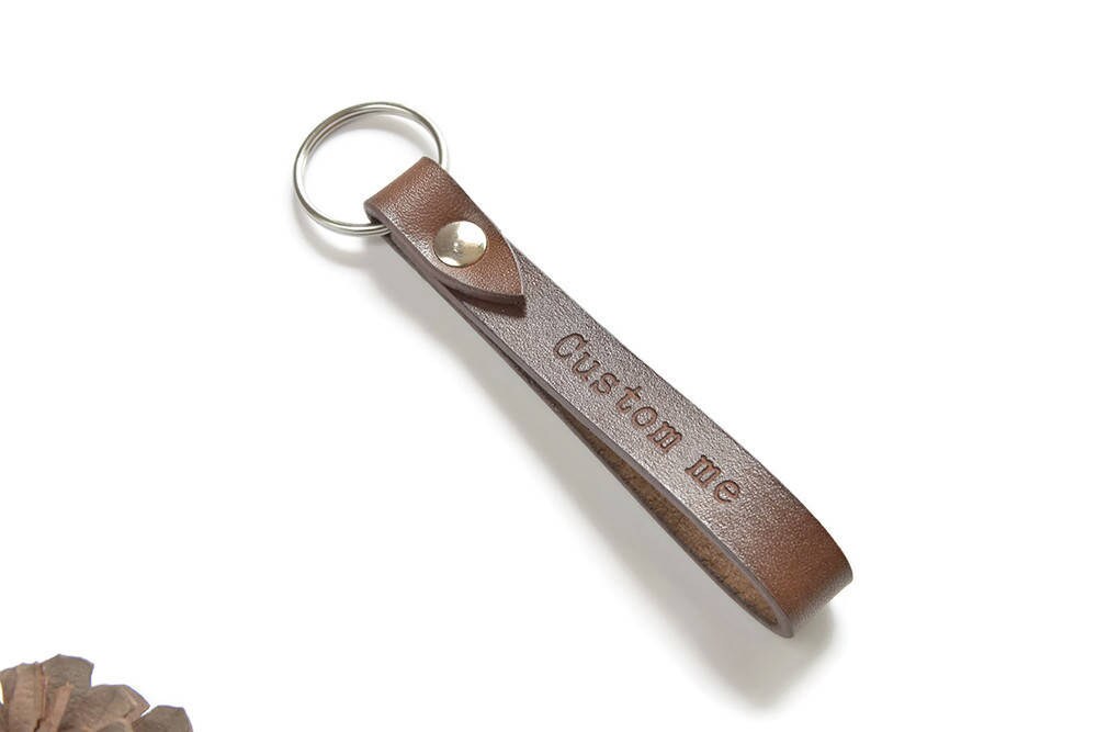 Custom Keychain Handmade Leather Keychain Name Keychain | Etsy