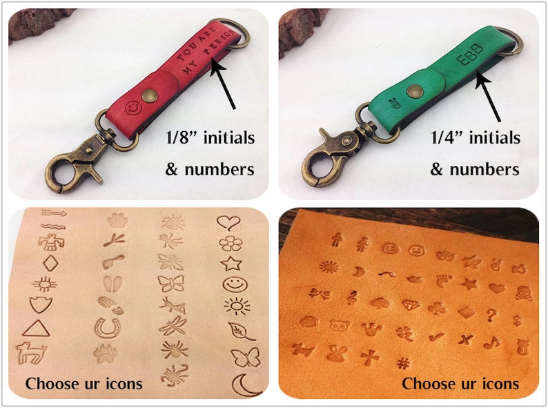Hand Stamped Leather Keychain Womens Keychain Key Chains for Etsy