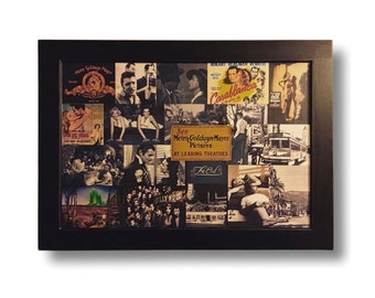 Classic Hollywood Collage Art Print: Decoupage Wood Frame (16x20)