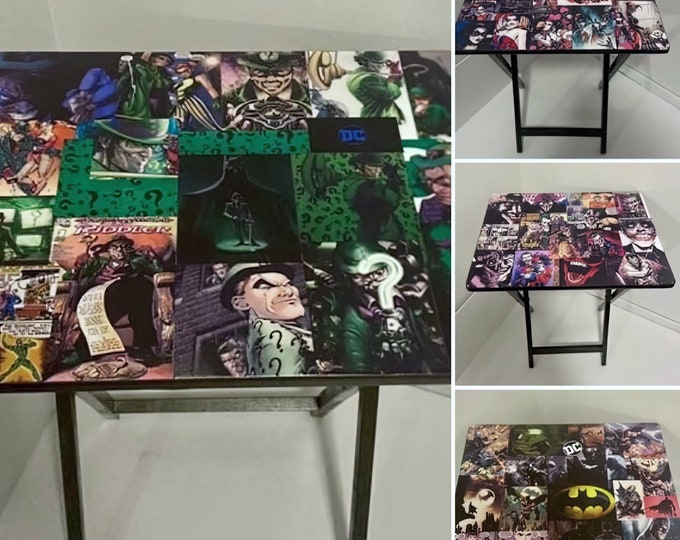 DC comic book tv tray | personalized tv tray table, wood tv trays, tv tray with legs, tv tray set, decoupage tv trays, trays, custom gift
