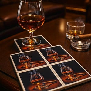 Posavasos de resina epoxi: posavasos de cerámica para bar, juego de 4