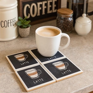 Posavasos para café con leche: juego de posavasos de cerámica con resina epoxi