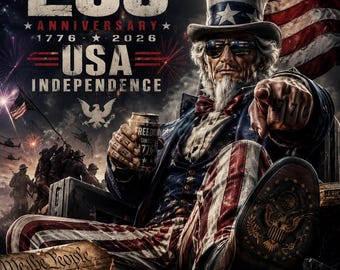 250th USA Anniversary Printable Art, Patriotic Uncle Sam Poster (Digital Download)