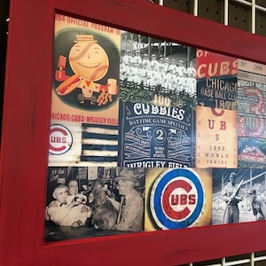 Wrigley Field Art: Chicago Cubs Collage, Vintage Baseball Decor