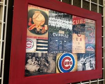 Wrigley Field Art: Chicago Cubs Collage, Vintage Baseball Decor