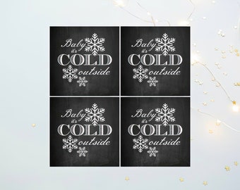 Christmas Coasters: Snowflake Winter Holiday Decor, Set of 4