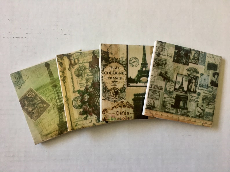 Vintage Paris Ceramic Coaster Set Kitchen And Bar Decor Cup Etsy