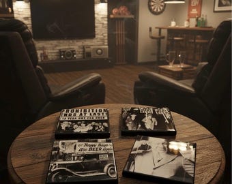 Keramische onderzetters uit de periode van het verbod: Speakeasy-bardecor
