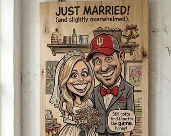 Large Epoxy Resin Wedding Caricature wall hanging; use any photo, customize your piece