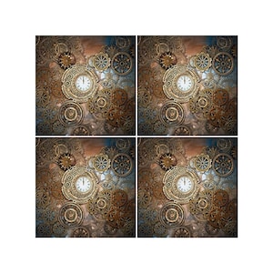 Steampunk decor | Steampunk coasters, ceramic coaster set, gear coasters, sprocket, industrial home decor, table saver, clock coasters