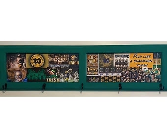 Custom College Sports Sign: Notre Dame Wall Decor with Hooks