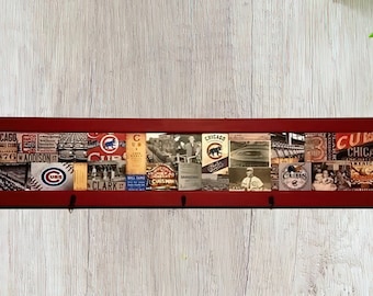 Chicago Cubs Wood Sign: Large Baseball Art with Hooks