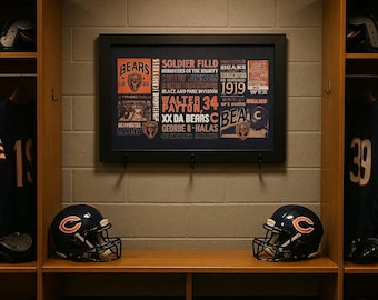 Insegna in legno dei Chicago Bears: decorazione da bar sportivo, finitura epossidica (14x31,5)
