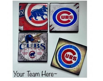 Chicago Cubs-onderzetter: handgeschilderd keramisch honkbaldecor