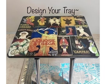 Custom Decoupage Folding TV Tray Table: Portable Dinner Tray