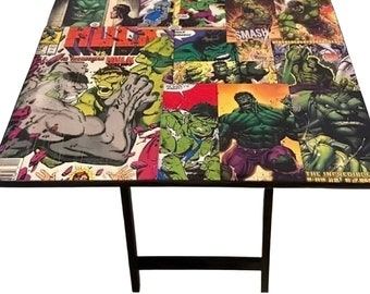 Custom Decoupage Folding TV Tray Table: Man Cave Gift