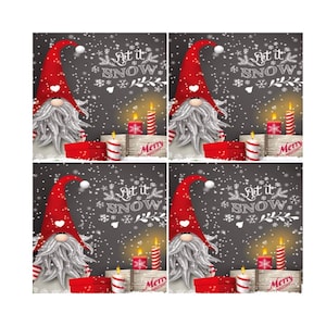 Holiday gnome coaster set | Christmas decorations, holiday gifts, beverage coasters, gnome gifts, Christmas decor 2022, gift idea for friend