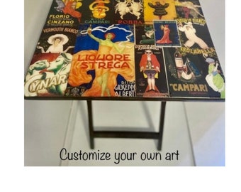 Customizable TV Tray Table: Folding Wood Table with Epoxy Resin Finish