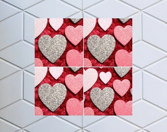 Valentines Day heart ceramic coasters | coaster set for Valentines day, coasters, decoupage coasters, Valentines Day decor, home decor