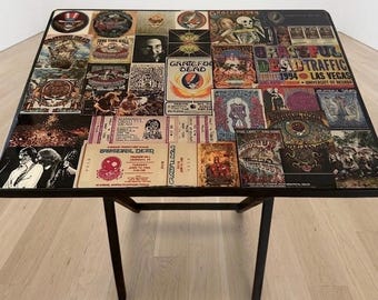 Grateful Dead inspired art; tv tray epoxy resin art, dead head home decor